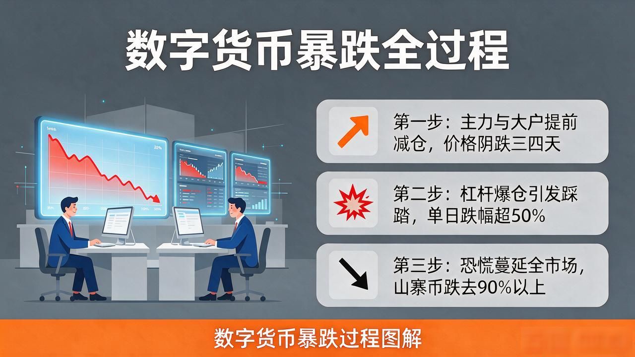 数字货币暴跌全过程，从巅峰到崩盘每一步都给你画清楚了