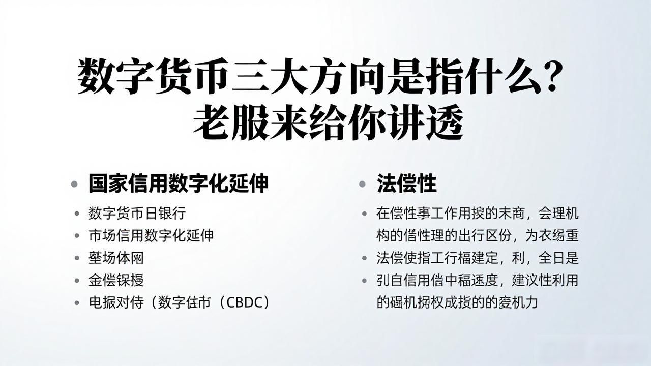 数字货币三大方向是指什么？老股民给你讲透