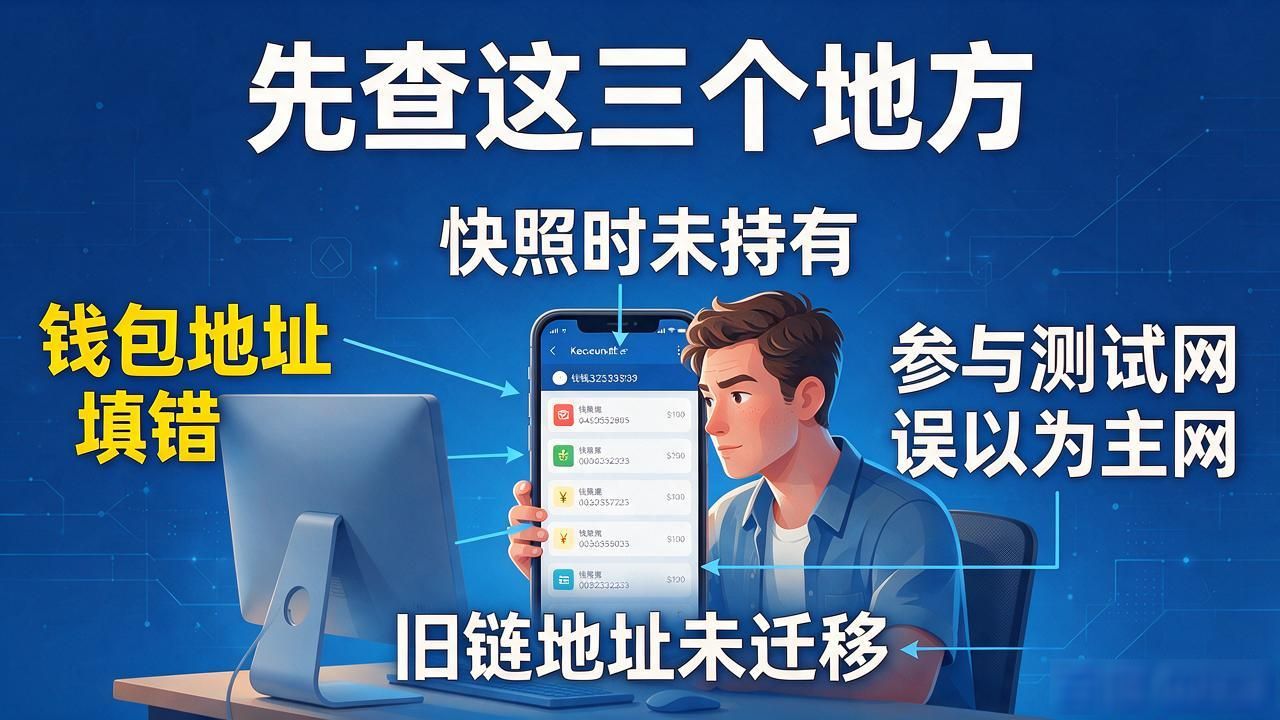 数字货币空投结果一公布，钱包里没币别急，先查这三个地方
