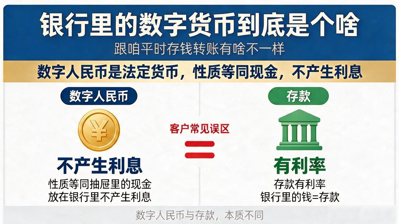 数字人民币银行柜面操作_数字人民币与存款利息区别_银行里的数字货币